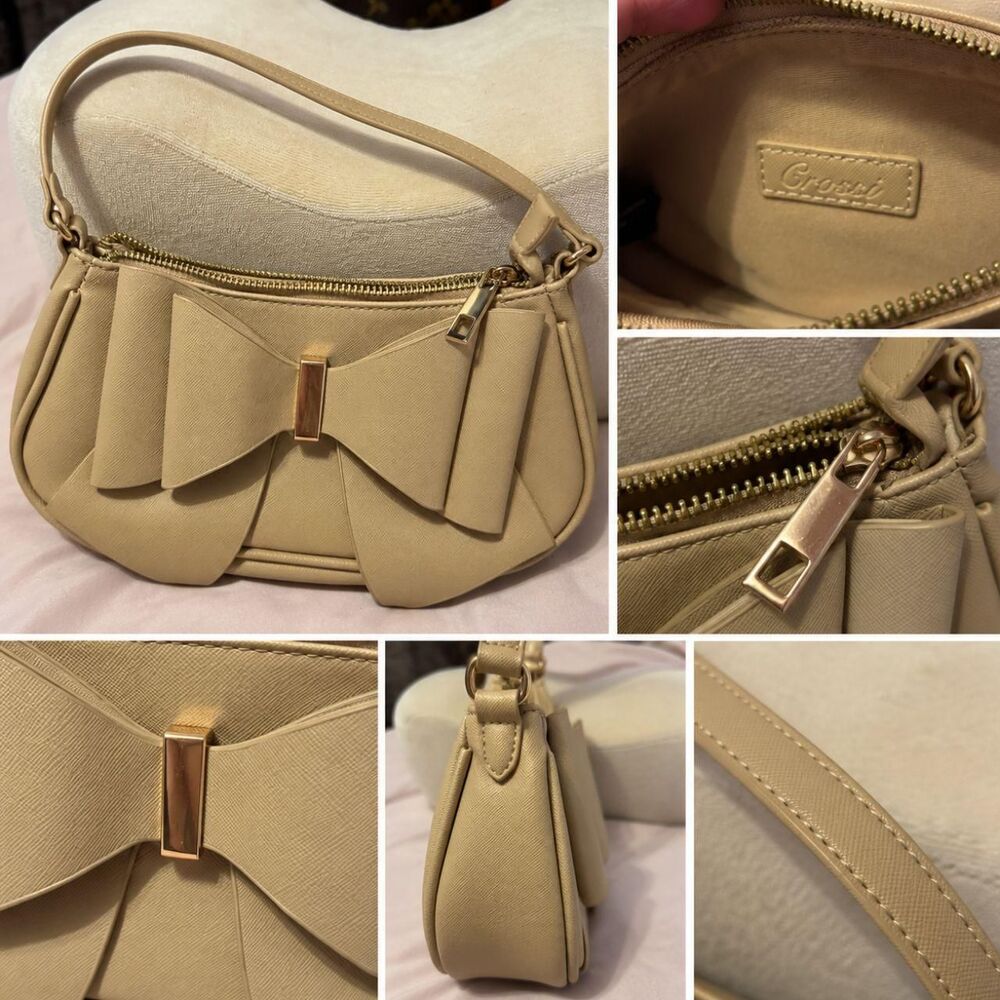 Women's Cream and Tan Bag